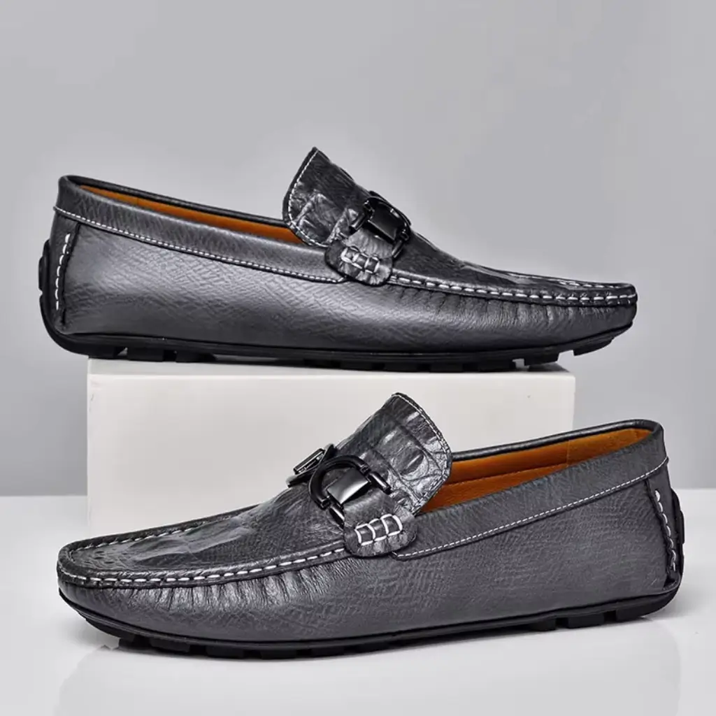 mocassim sapato masculino cinza